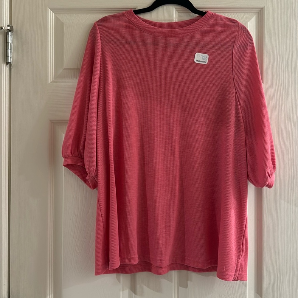 Maternity size L pink top w/ puffy sleeves